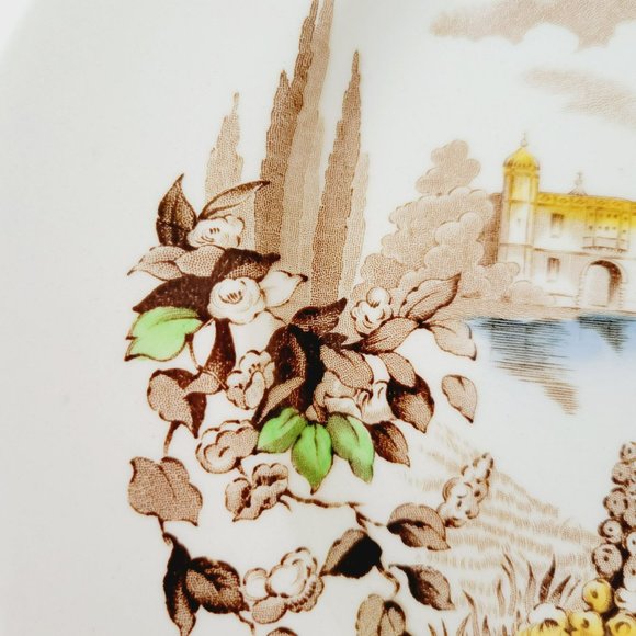 Johnson Bros Castle on The Lake Dinner Plate 10.75", Brown Multicolor, England - Picture 5 of 13